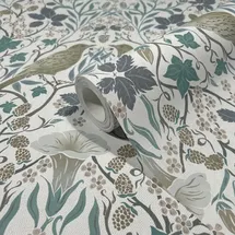 Marburg Vliestapete Floral Ornamente Blumen Ranken Vögel 10,05 m x 0,64 m 10,05 m Weiß/Blau 47619
