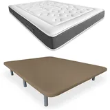 DUÉRMETE ONLINE 3D-Polsterung, verstärkt, geräuschfrei, mit 5 Verstärkungsstäben, viskoelastisch, Bio Nature + 6 Metallfüße, 27 cm, 90 x 190 cm, Beige