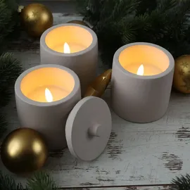 MARELIDA LED-Kerze im Topf 10 cm 3 St. weiß