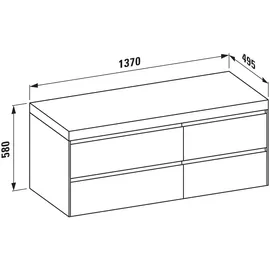 Laufen LANI Waschtischplatte verkehrsgrau inklusive Unterschrank, ohne Ausschnitt, große Schublade links, 1370x495x580mm, H4055801122671,