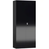 Aktenschrank Metallschrank abschließbar mit 2 Türen, 4 Fachböden 1800 x 800 x 380mm (RAL 9005 tiefschwarz)