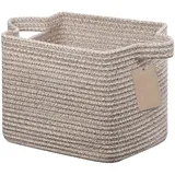 JOJOSEE Kleiner Aufbewahrungskorb, Korb Aufbewahrung, Aufbewahrungskorb Geflochten Baumwollseil für Spielzeug Kinderzimmer, Decken, Kissen, 33 x 25 x 22,5 cm (Braun)