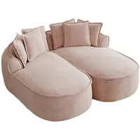 Merax Chenille Cloud Sofa 2-Sitzer, modulares Doppelsofa ohne Rahmen, mit extra großer Doppel-Chaiselongue, inkl. Kissen, Rosa