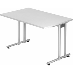bümö Schreibtisch Schreibtisch Serie-N, Rechteck: 120 x 80 cm – Dekor: Weiß weiß