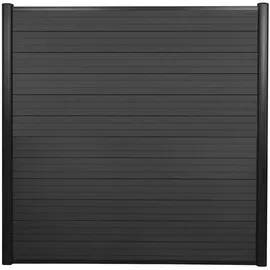 Mendler WPC-Sichtschutz Sarthe, Windschutz Zaun, Alu-Pfosten 3er Set, 5,6m anthrazit