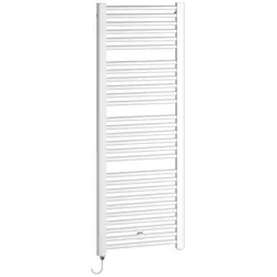 Kermi Basic R-E gebogen Badheizkörper 74,9 x 7 x 117,2 cm, mit Elektro-Set WWS links, Heizung, weiß RAL 9016