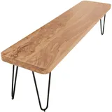 FineBuy Sitzbank HARLEM Akazie Braun 120 x 40 x 45 cm