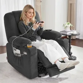 MCombo M Mcombo Fernsehsessel elektrisch verstellbar, Relaxsessel mit Liegefunktion, tv Sessel mit Massage & Wärmefunktion, usb & Getränkehalter,