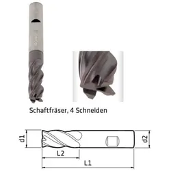 Schaftfräser, 4-Schneiden, ø9mm