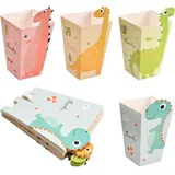 24 Stück Popcorn Boxen Klein, Dinosaurier Popcorn Tüten Pappe, 11,5x7x5 cm Popcorn Eimer, Popcorn Snacks Süßigkeiten Behälter, Popcorn-Kartons für Geburtstagsfeier Familienfeier Kinoabende
