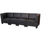Mendler Modular 4-Sitzer Sofa Couch Lyon, Kunstleder ~ schwarz, hohe Armlehnen