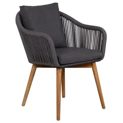 Diningsessel Solana Rope dark grey inkl.Kissen uni grey
