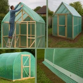Haga Gitterfolie – verstärkte Folie für Gewächshausbau – 3 Meter – transparent