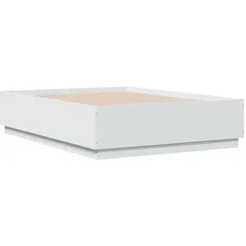 vidaXL Bettgestell mit LED Weiß 135x190 cm Holzwerkstoff