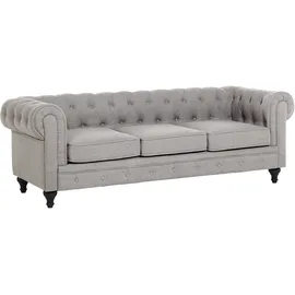 Beliani Sofa Hellgrau / dunkelbraun Chesterfield