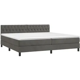 vidaXL Boxspringbett mit Matratze & LED Dunkelgrau 200x200 cm Samt