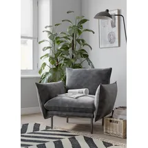 Home Affaire Sessel HOME AFFAIRE "Stine Cocktailsessel", grau (anthrazit), B:96cm H:86cm T:86cm, Struktur (100% Polyester);Struktur weich (85% Polyester/15% Nylon);Samtoptik (100% Polyester), Sessel, Sessel, Besonderes Design durch Kissenoptik und Keder, by Morten