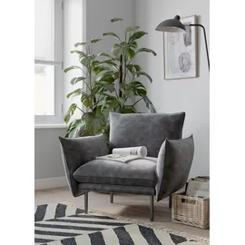 Home Affaire Sessel HOME AFFAIRE "Stine Cocktailsessel", grau (anthrazit), B:96cm H:86cm T:86cm, Struktur (100% Polyester);Struktur weich (85% Polyester/15% Nylon);Samtoptik (100% Polyester), Sessel, Sessel, Besonderes Design durch Kissenoptik und Keder, by Morten