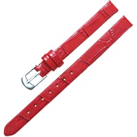 Uhren Zubehör Frauen-Weinlese Uhrenarmbänder echtes Leder-Bügel-Uhrenarmband 8mm 10mm Dornschliesse Silber Rot,10mm