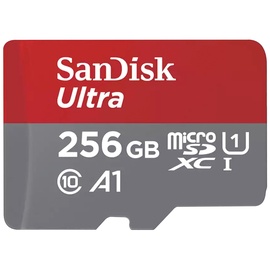 SanDisk Ultra - Flash-Speicherkarte (microSDXC-an-SD-Adapter inbegriffen) - 256 GB - A1, Class 10, U1, Full HD-Videos, bis zu 150 MB/s Lesegeschwindigkeit) 10 Jahre Garantie