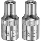 QUARKZMAN 1/4" x E5 Torx Bit Set, 2 Stück Torx Nuss Set Schrauber Sechskant Steckschlüsseleinsätze, Antrieb Tiefnuss Stern-Stecknuss für Auto Reparaturen Hauswartung DIY Handarbeit