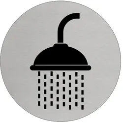 CombiCraft aluminium Türschild oder Schild mit "Dusch"-Symbol, um einen Duschbereich zu kennzeichnen - Ø 75 mm