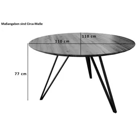 SAM Outillage SAM Runder Esszimmertisch Akazie nussbaum Schweizer Kante 110 cm Metallfuß INSA