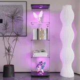 Glasvitrine Mit Led-beleuchtung – Transparente, Freistehende, Moderne Vitrine Aus Gehärtetem Glas Mit 4 Ablagen Und Tür – Sammlervitrine – Schwarz