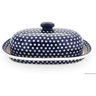 Bunzlauer Keramik Brotbehälter 39.5x25.5x13.0 cm Ornamental Brotbox mit Belüftungsloch im Dekor 42