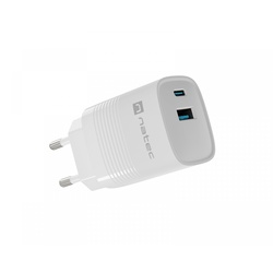 Natec Ribera GaN USB-Ladegerät USB-A & USB-C - 30W - Weiß