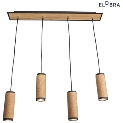 Elobra Pendelleuchte BOLIVIA 4, 4x GU10, Eiche natur, schwarz ELO-140093