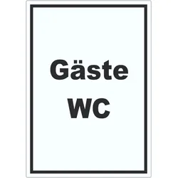 Gäste WC Aufkleber mit Text Toilette hochkant A2 (420x594mm)