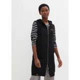 bonprix Long-Sweatweste mit Kapuze, Baumwoll-Mischung, 2-Wege-Zipper