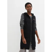 bonprix Long-Sweatweste mit Kapuze, Baumwoll-Mischung, 2-Wege-Zipper