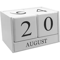 Tischkalender Kalender Holz Manuelle Umrüstung Durable Chic Accessoire für Zuhause oder im Büro,(White)