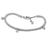 PANDORA Funkelnde Tropfen Tennisarmband in Sterling-Silber mit Künstlichen Kristallen, Gr.18, 592401C01-18