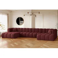 Kaiser Möbel Ecksofa U-form Sofa Grand U XL modular stoff Haga und Salvador, Große Auswahl an Farben, komfortabel, praktisch, modular rot