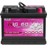 NRG Premium Autobatterie 60Ah 12V Limited Edition Starterbatterie ersetzt 53Ah 55Ah 56Ah 61Ah 62Ah Batterie