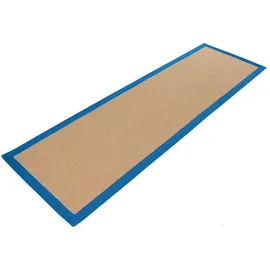 carpetfine Sisalteppich CARPETFINE "Sisal , auch als Läufer erhältlich", blau, B:60cm H:5mm L:180cm, Sisal, Teppiche, Sisalteppich, mit farbiger Bordüre, Anti Rutsch Rückseite, viele Größen, Wohnzimmer