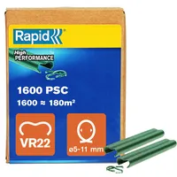 Rapid Zaun‐Ringklammern VR22 grün - 1.600 Stk. C‐Klemmen für Maschendraht‐ & Kaninchenzaun (Ø 5-11 mm) - Passend für Rapid FP20 & FP222 Zaunzangen