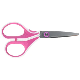 Wedo 9755009 Edelstahlschere Cut-it (13 cm gebürstet, Spezialschliff ergonomische Softtouch-griffe) pink/weiß