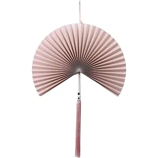 Insun Faltbare Fächer Deko aus Papier, Chinesische Retro Handfächer für Wanddeko Rosa 60 cm