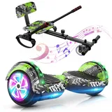SISIGAD Hoverboard, Scooter Sitzbefestigung Combo mit Bluetooth Corlorful LED Lights, einstellbare Rahmenlänge für Kinder