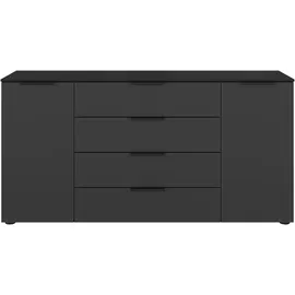 LeGer Home by Lena Gercke Schubladenkommode 160 x 81 x 42 cm Schwarz / Schwarz Mattglas