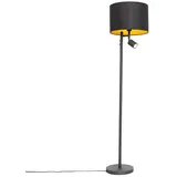 QAZQA Stehlampe Schwarz mit Goldenem Interieur und Leselampe Jelena