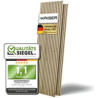 Kaiser plastic® Akustikpaneele Holz | Farbe: Eiche | Holzpaneele Wand in verschiedenen Formaten | Wandpaneele aus Holzfunier und Filz | moderne Holzoptik (120 x 60 cm)