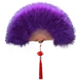 Uposao Damen Fächer Feder,Vintage Stil 20er Jahre Feder Handfächer Faltbar Handheld Marabou Federfächer Damen Party Kostüm Dekoration Zubehör für Hochzeit Halloween Karneval, Mottoparty,Lila