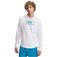 Under Armour Rival Terry Logo Kapuzenpullover - White / Mod Gray / Ether Blue M
