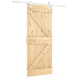 vidaXL Schiebetür mit Beschlag 80x210 cm Massivholz Kiefer