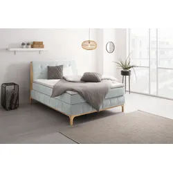 Boxspringbett OTTO PRODUCTS "Jelle", grün, B:161cm L:216cm, Komplettbetten, Boxspringbett, zertifizierte, recycelte Bezugsstoffe, verschiedene Ausführungen